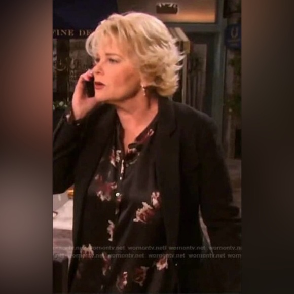 VINCE Black silk blouse with tulip print,size xs - Picture 3 of 16